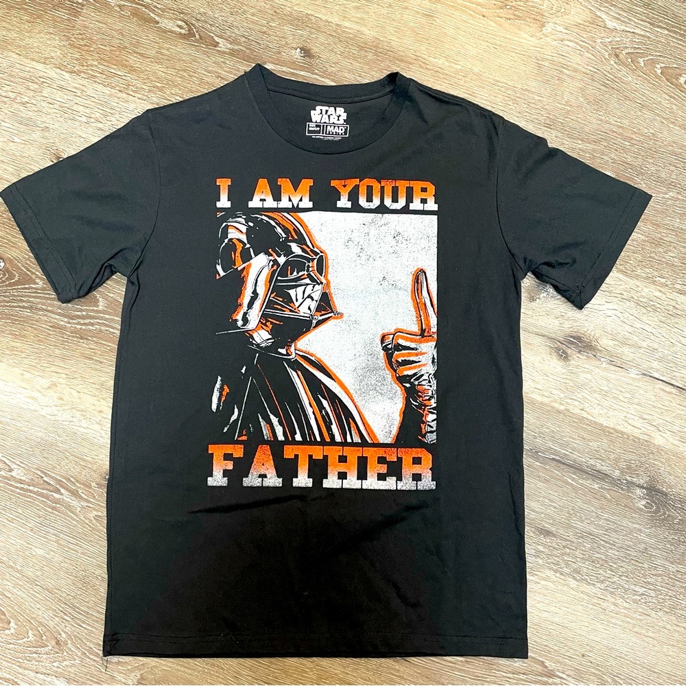 Mad Engine Iam Your Father Tee Shirt Star Wars Solid Black Size Small.